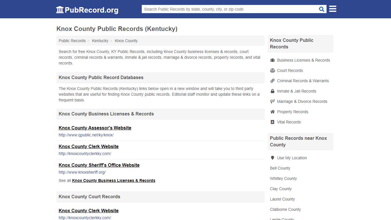 Free Knox County Public Records (Kentucky Public Records) - PubRecord.org
