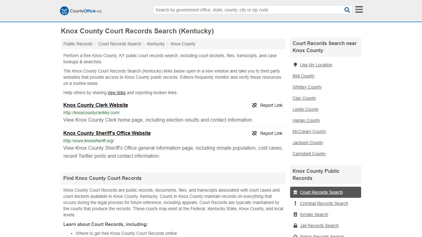 Knox County Court Records Search (Kentucky) - County Office